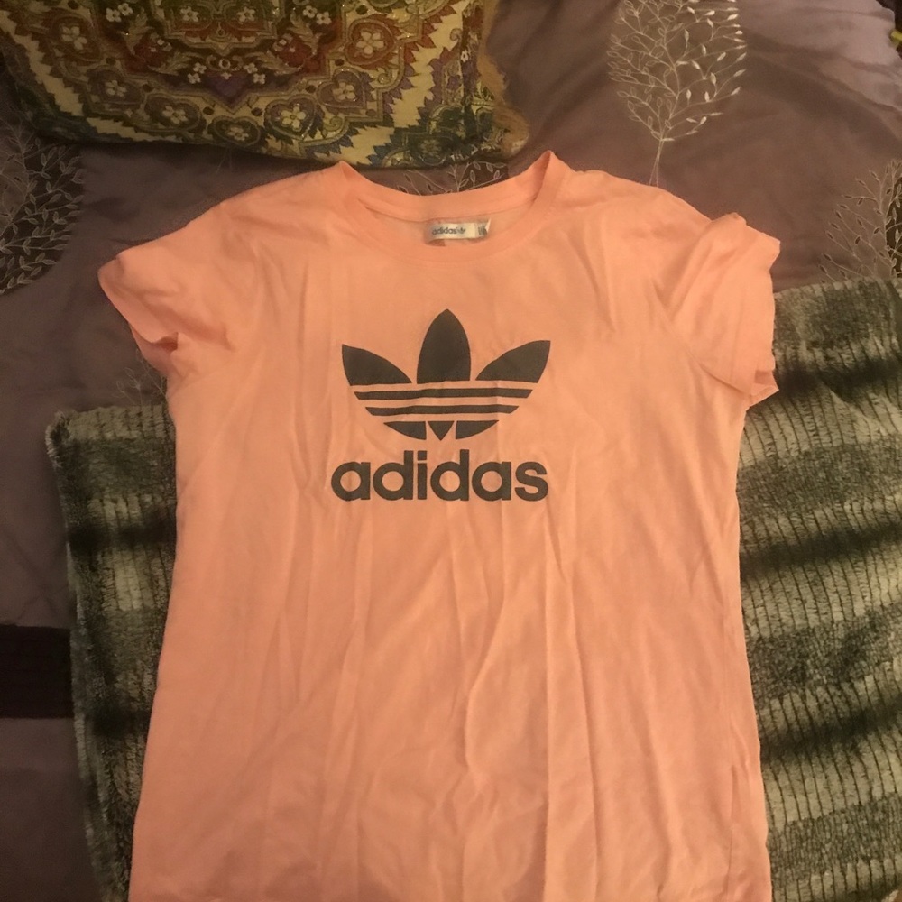 Size L (runs small) adidas tee in pink!